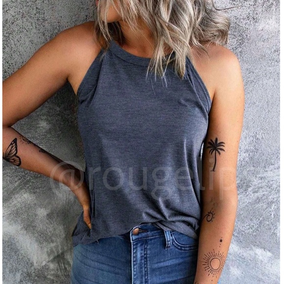 Blue Tank Top Shirt Casual Racer Back - Picture 1 of 9